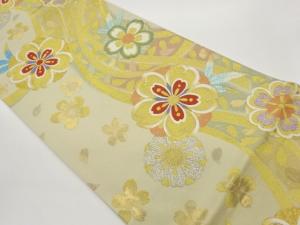 リボンに桜模様織出し袋帯